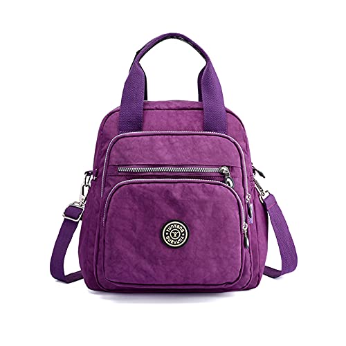 PORRASSO Casual Rucksack Damen Schultertasche Frauen Umhängetasche Nylon Handtasche Daypack für Arbeit Reisen Täglicher Gebrauch Violett PORRASSO Casual Rucksack Damen Schultertasche Frauen Umhängetasche Nylon Handtasche Daypack für Arbeit Reisen Täglicher Gebrauch Violett von PORRASSO