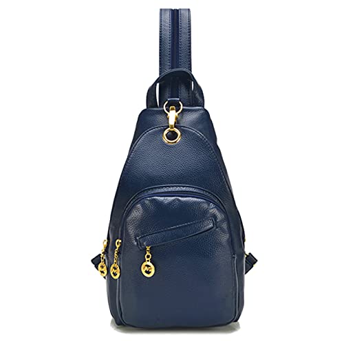 PORRASSO Damen Brusttasche Klein Rucksack Mode Sling Bag Frauen Schultertasche Wasserdicht PU Leder Crossbody Umhängetasche Reisen Wandern Sport Daypack Navy Blau von PORRASSO