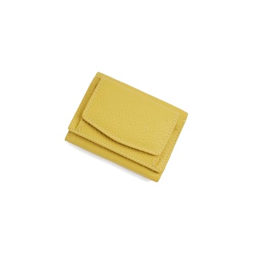 PORRASSO Damen Geldbörse Minimalistische Geldbeutel RFID Schutz Kleine Portemonnaie Leder Kreditkartenetui mit 8 Kartenfächern Brieftasche Zitronengelb von PORRASSO