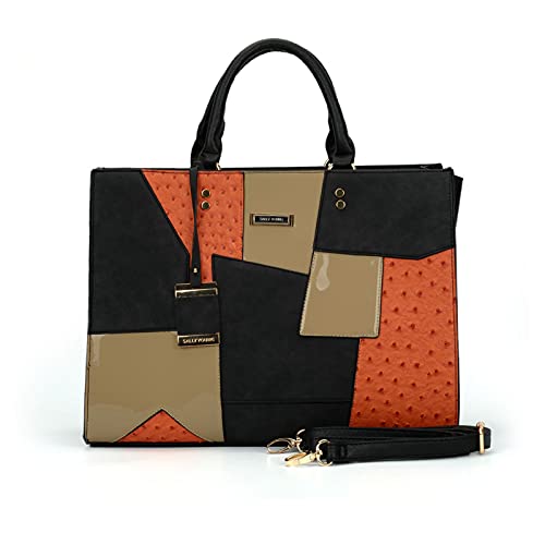 PORRASSO Damen Handtasche Mode Henkeltaschen Frauen Groß Schultertasche PU Leder Shopper Umhängetasche für Büro Schule Arbeit Orange von PORRASSO