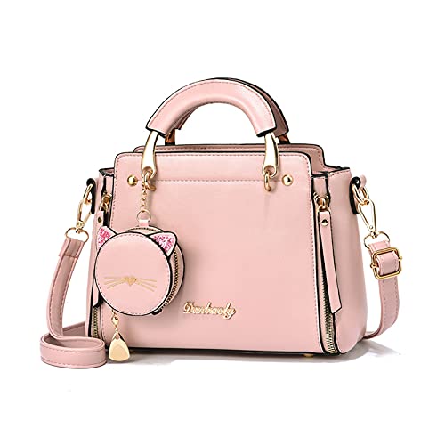 PORRASSO Damen Handtasche Süße Umhängetasche Henkeltaschen Frauen Wasserdicht PU Leder Schultertasche Top Griff Tasche für Reise Datieren Täglicher Gebrauch Rosa von PORRASSO