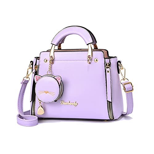 PORRASSO Damen Handtasche Süße Umhängetasche Henkeltaschen Frauen Wasserdicht PU Leder Schultertasche Top Griff Tasche für Reise Datieren Täglicher Gebrauch Violett von PORRASSO