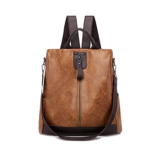 PORRASSO Damen Rucksack Anti Diebstahl Schultertasche mit Kopfhörerloch Frauen Daypack wasserdichte PU Leder Umhängetasche Schule Arbeit Reise Rucksäcke Braun PORRASSO Damen Rucksack Anti Diebstahl Schultertasche mit Kopfhörerloch Frauen Daypack wasserdichte PU Leder Umhängetasche Schule Arbeit Reise Rucksäcke Braun von PORRASSO