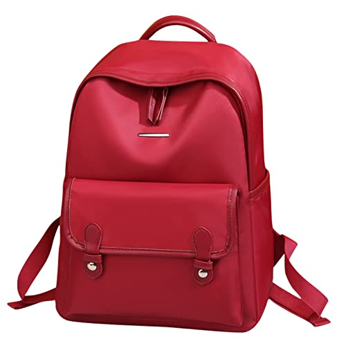 PORRASSO Damen Rucksack Casual Daypack Mädchen Schultasche Rucksäcke Oxford-Stoff Wasserdicht Rucksack für Schule Arbeit Reise Rot von PORRASSO