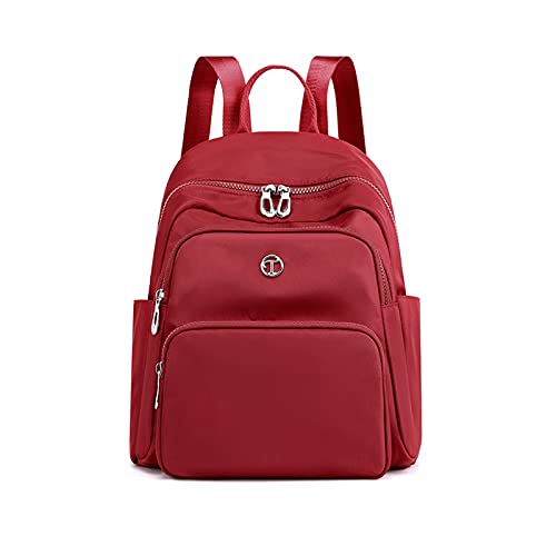 PORRASSO Damen Rucksack Mode Daypack Mädchen Schultasche Leicht Rucksäcke Nylon Tasche für Schule Arbeit Reise Rot A von PORRASSO