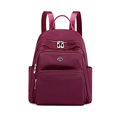 PORRASSO Damen Rucksack Mode Daypack Mädchen Schultasche Leicht Rucksäcke Nylon Tasche für Schule Arbeit Reise Rot B von PORRASSO