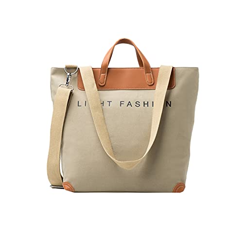 PORRASSO Damen Schultertasche Casual Canvas Tasche Handtasche Multifunktional Groß Umhängetasche Hobotasche für Alltag Reise Schule Ausflug Einkauf Khaki A PORRASSO Damen Schultertasche Casual Canvas Tasche Handtasche Multifunktional Groß Umhängetasche Hobotasche für Alltag Reise Schule Ausflug Einkauf Khaki A von PORRASSO