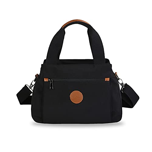 PORRASSO Damen Umhängetasche Casual Handtasche Multi Tasche Nylon Schultertasche Reisen Schule Arbeit Täglicher Gebrauch Crossbody Bag Schwarz PORRASSO Damen Umhängetasche Casual Handtasche Multi Tasche Nylon Schultertasche Reisen Schule Arbeit Täglicher Gebrauch Crossbody Bag Schwarz von PORRASSO