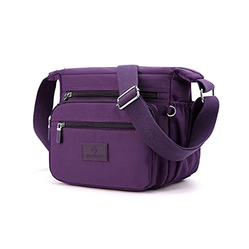 PORRASSO Damen Umhängetasche Casual Schultertasche Multi Tasche Nylon Handtasche für Reisen Wandern Täglichen Gebrauch Lila PORRASSO Damen Umhängetasche Casual Schultertasche Multi Tasche Nylon Handtasche für Reisen Wandern Täglichen Gebrauch Lila von PORRASSO