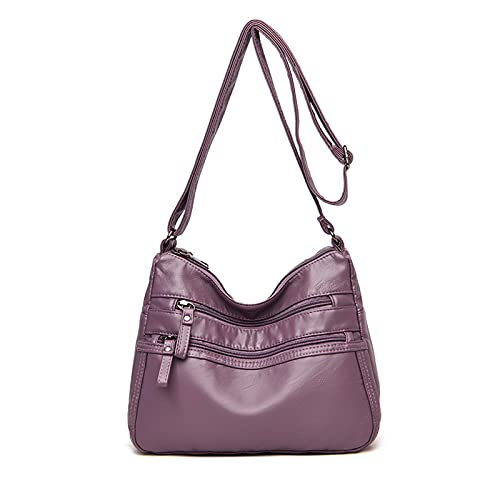 PORRASSO Damen Umhängetasche Multi-Tasche Schultertasche Leder Wasserdicht Handtasche Schulterbeutel für Arbeit Reisen Einkaufen Täglichen Gebrauch Lila PORRASSO Damen Umhängetasche Multi-Tasche Schultertasche Leder Wasserdicht Handtasche Schulterbeutel für Arbeit Reisen Einkaufen Täglichen Gebrauch Lila von PORRASSO