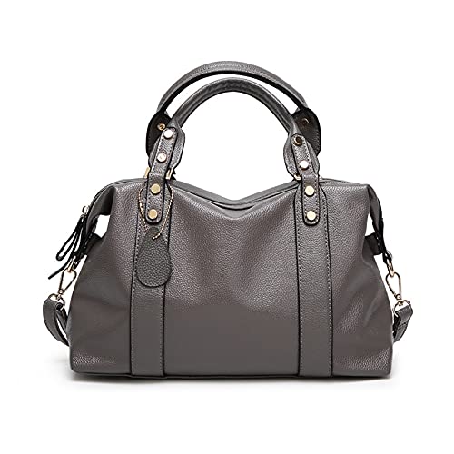 PORRASSO Elegant Handtasche Damen Schultertasche Frauen Henkeltasche Wasserdicht PU Leder Umhängetaschen Arbeit Reise Verabredung Boston Tasche Grau PORRASSO Elegant Handtasche Damen Schultertasche Frauen Henkeltasche Wasserdicht PU Leder Umhängetaschen Arbeit Reise Verabredung Boston Tasche Grau von PORRASSO