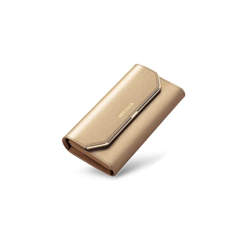 PORRASSO Geldbeutel Damen Leder Geldbörse RFID Schutz Large Portemonnaie Minimalistisch Lange Brieftasche Gold PORRASSO Geldbeutel Damen Leder Geldbörse RFID Schutz Large Portemonnaie Minimalistisch Lange Brieftasche Gold von PORRASSO