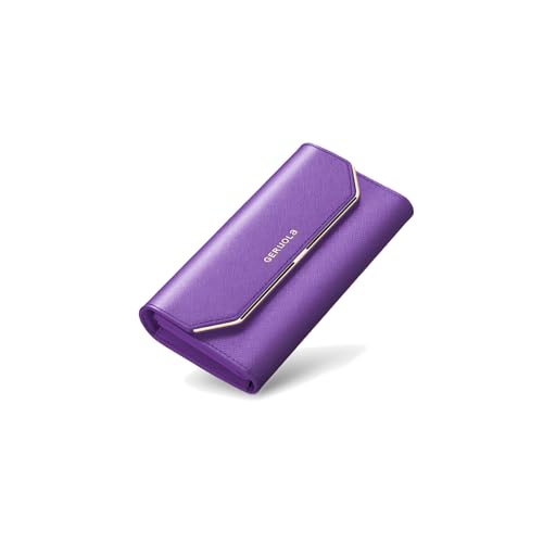 PORRASSO Geldbeutel Damen Leder Geldbörse RFID Schutz Large Portemonnaie Minimalistisch Lange Brieftasche Lila PORRASSO Geldbeutel Damen Leder Geldbörse RFID Schutz Large Portemonnaie Minimalistisch Lange Brieftasche Lila von PORRASSO