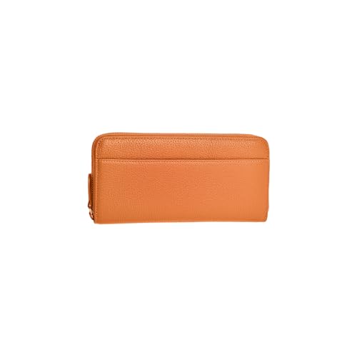 PORRASSO Geldbeutel Damen Leder Geldbörse mit RFID Blockierung Large Portemonnaie Minimalistisch Lange Brieftasche Orange von PORRASSO