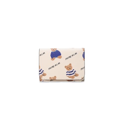 PORRASSO Geldbeutel Damen Süßer Geldbörse Leder Klein Portemonnaie Kurze Brieftasche mit 7 Kartenfächern Blau von PORRASSO