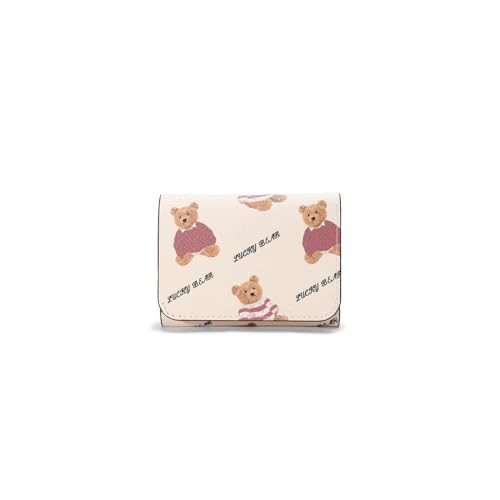 PORRASSO Geldbeutel Damen Süßer Geldbörse Leder Klein Portemonnaie Kurze Brieftasche mit 7 Kartenfächern Rot von PORRASSO