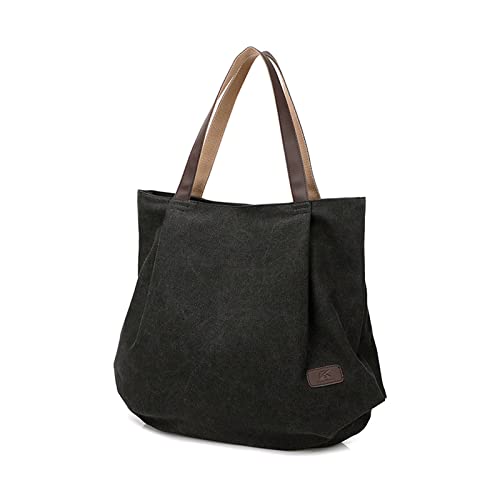 PORRASSO Große Schultertasche Canvas Hobo Taschen Damen Handtasche Fraue Shopper Tote Henkeltasche für Schule Reisen Arbeit Täglicher Gebrauch Schwarz PORRASSO Große Schultertasche Canvas Hobo Taschen Damen Handtasche Fraue Shopper Tote Henkeltasche für Schule Reisen Arbeit Täglicher Gebrauch Schwarz von PORRASSO