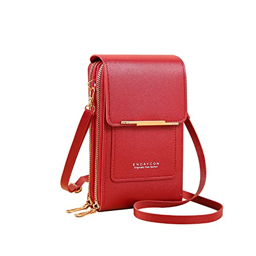 PORRASSO Handy Umhängetasche Touchscreen Crossbody Kleine Handytasche Mädchen Schultertasche PU Wasserdicht Crossbody Bag für Dating Einkaufen Reise Rot PORRASSO Handy Umhängetasche Touchscreen Crossbody Kleine Handytasche Mädchen Schultertasche PU Wasserdicht Crossbody Bag für Dating Einkaufen Reise Rot von PORRASSO