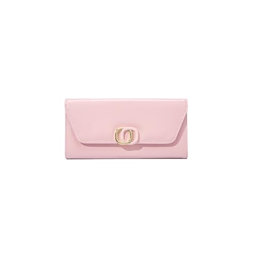 PORRASSO Lange Geldbeutel Damen Geldbörse Leder Large Portemonnaie Minimalistisch Brieftasche mit 9 Kartenfächern Rosa von PORRASSO