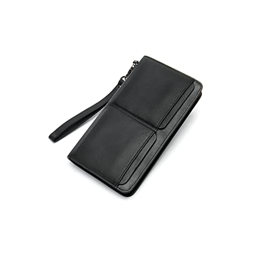 PORRASSO Leder Geldbörse Herren Clutch Tasche Kreditkartenetui Brieftasche Handytasche Portemonnaie mit 11 Kartenfächern Schwarz PORRASSO Leder Geldbörse Herren Clutch Tasche Kreditkartenetui Brieftasche Handytasche Portemonnaie mit 11 Kartenfächern Schwarz von PORRASSO