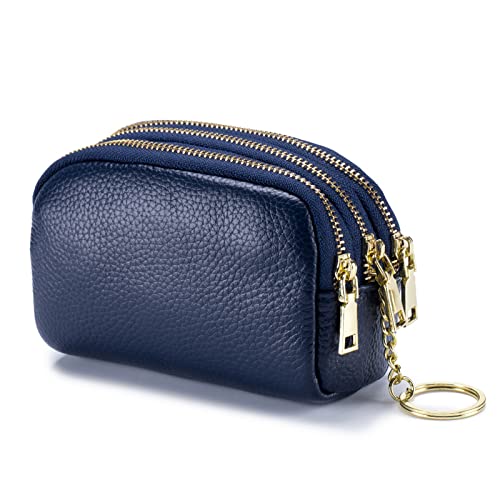 PORRASSO Leder Münzbörse Klein Geldbörse Tragbar Schlüsseltasche Multifunktional Coin Purse für Damen Herren Blau PORRASSO Leder Münzbörse Klein Geldbörse Tragbar Schlüsseltasche Multifunktional Coin Purse für Damen Herren Blau von PORRASSO