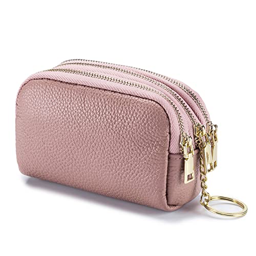 PORRASSO Leder Münzbörse Klein Geldbörse Tragbar Schlüsseltasche Multifunktional Coin Purse für Damen Herren Bohnenrosa PORRASSO Leder Münzbörse Klein Geldbörse Tragbar Schlüsseltasche Multifunktional Coin Purse für Damen Herren Bohnenrosa von PORRASSO