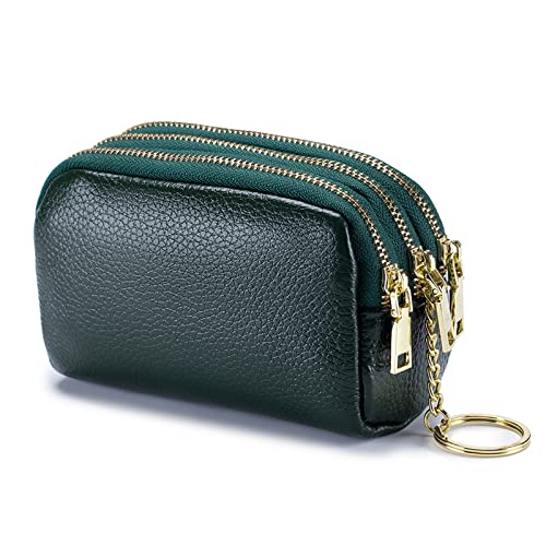 PORRASSO Leder Münzbörse Klein Geldbörse Tragbar Schlüsseltasche Multifunktional Coin Purse für Damen Herren Grün PORRASSO Leder Münzbörse Klein Geldbörse Tragbar Schlüsseltasche Multifunktional Coin Purse für Damen Herren Grün von PORRASSO