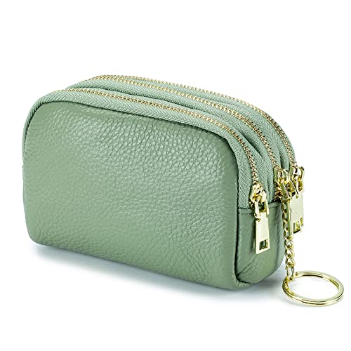 PORRASSO Leder Münzbörse Klein Geldbörse Tragbar Schlüsseltasche Multifunktional Coin Purse für Damen Herren Hellgrün PORRASSO Leder Münzbörse Klein Geldbörse Tragbar Schlüsseltasche Multifunktional Coin Purse für Damen Herren Hellgrün von PORRASSO