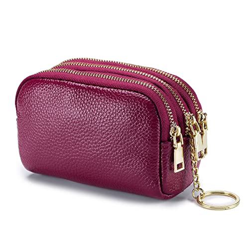 PORRASSO Leder Münzbörse Klein Geldbörse Tragbar Schlüsseltasche Multifunktional Coin Purse für Damen Herren Violett PORRASSO Leder Münzbörse Klein Geldbörse Tragbar Schlüsseltasche Multifunktional Coin Purse für Damen Herren Violett von PORRASSO