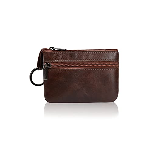 PORRASSO Leder Münzbörse Klein Geldbörse Wasserdicht Tragbar Schlüsseltasche Multifunktional Retro Coin Purse für Damen Herren Dunkelbraun PORRASSO Leder Münzbörse Klein Geldbörse Wasserdicht Tragbar Schlüsseltasche Multifunktional Retro Coin Purse für Damen Herren Dunkelbraun von PORRASSO