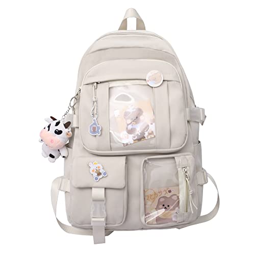PORRASSO Mädchen Schulrucksack Süßer Schultasche Schüler Rucksäcke Teenager Nylon Daypack Damen Schulranzen für Schule Reise Weiß PORRASSO Mädchen Schulrucksack Süßer Schultasche Schüler Rucksäcke Teenager Nylon Daypack Damen Schulranzen für Schule Reise Weiß von PORRASSO