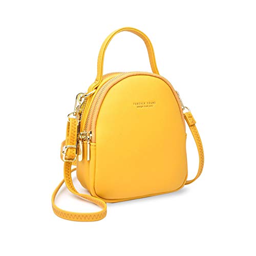 PORRASSO Mini Rucksack Damen Mode Handtasche Mädchen Wasserdicht Umhängetasche mit Kopfhörerloch Leder Daypack Reise Dating Kleiner Rucksäcke Gelb PORRASSO Mini Rucksack Damen Mode Handtasche Mädchen Wasserdicht Umhängetasche mit Kopfhörerloch Leder Daypack Reise Dating Kleiner Rucksäcke Gelb von PORRASSO