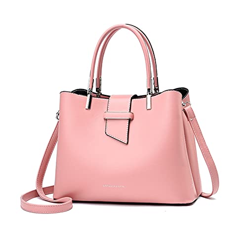 PORRASSO Mode Handtasche Damen Henkeltasche Schultertasche Frauen Umhängetasche PU Leder Beuteltasche Top Griff Taschen Rosa von PORRASSO