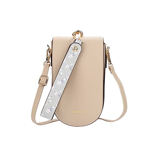 PORRASSO Mode Handy Umhängetasche Damen Handytasche Mädchen Schultertasche PU Geldbörse Crossbody Bag für Dating Einkaufen Reise Beige von PORRASSO