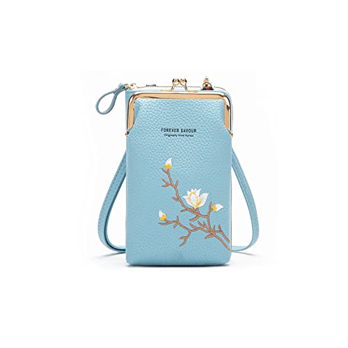 PORRASSO Mode Handy Umhängetasche Damen Handytasche Mini Geldbörse Crossbody Bag mit Kartensteckplatz PU Schultertasche Blau PORRASSO Mode Handy Umhängetasche Damen Handytasche Mini Geldbörse Crossbody Bag mit Kartensteckplatz PU Schultertasche Blau von PORRASSO