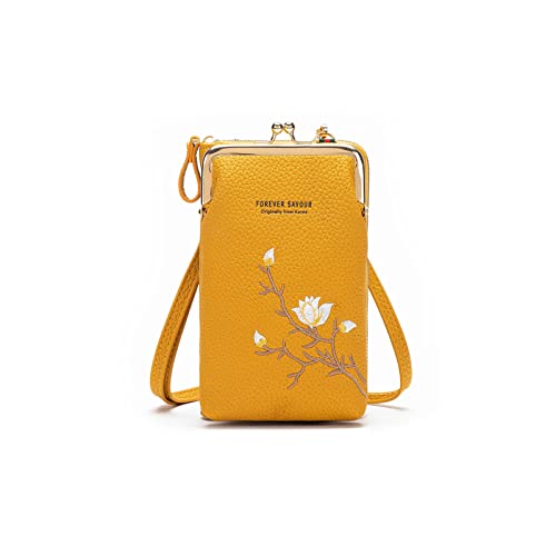 PORRASSO Mode Handy Umhängetasche Damen Handytasche Mini Geldbörse Crossbody Bag mit Kartensteckplatz PU Schultertasche Gelb PORRASSO Mode Handy Umhängetasche Damen Handytasche Mini Geldbörse Crossbody Bag mit Kartensteckplatz PU Schultertasche Gelb von PORRASSO