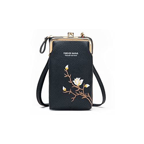 PORRASSO Mode Handy Umhängetasche Damen Handytasche Mini Geldbörse Crossbody Bag mit Kartensteckplatz PU Schultertasche Schwarz PORRASSO Mode Handy Umhängetasche Damen Handytasche Mini Geldbörse Crossbody Bag mit Kartensteckplatz PU Schultertasche Schwarz von PORRASSO