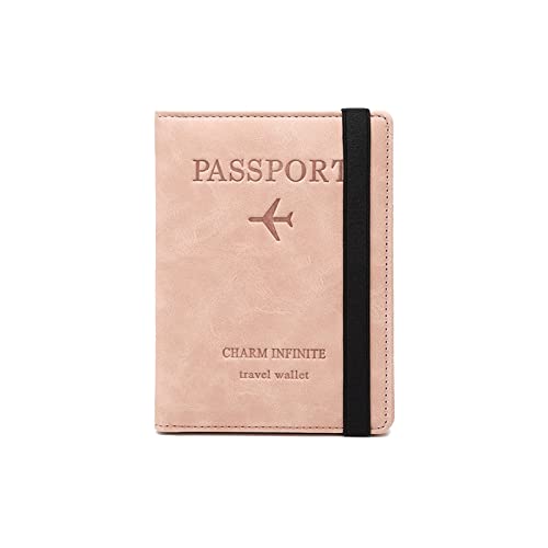PORRASSO Reisepasshülle Reisezubehör mit RFID-Blocker Schutzhülle Tasche für Kreditkarten Kunstleder Reisepass Organizer Herren Damen Passport Cover Rosa von PORRASSO