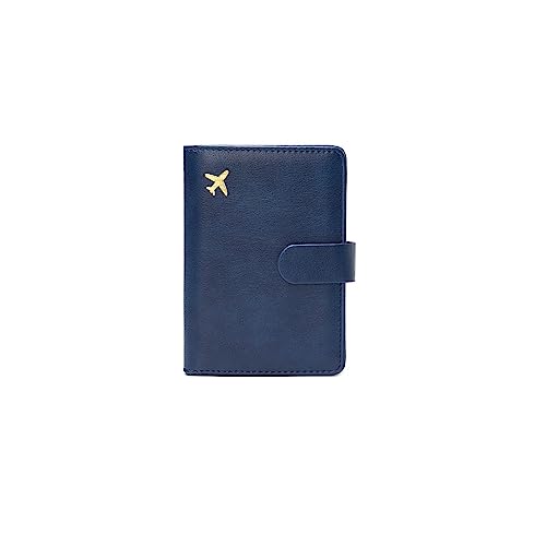 PORRASSO Reisepasshülle Reisezubehör mit RFID-Blocker Schutzhülle Tasche für Kreditkarten PU Reisebrieftasche Reisepass Organizer Herren Damen Passport Holder Marineblau von PORRASSO