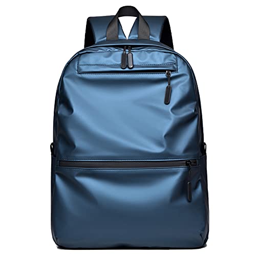 PORRASSO Rucksack Herren Casual Daypack 14 Zoll Laptoprucksack Wasserdichter Lederrucksack Schultaschen für Hochschule Reisen Täglicher Gebrauch Blau von PORRASSO