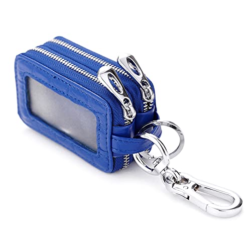 PORRASSO Schlüsseletui Leder Autoschlüsseltasche Schlüsseltasche Tragbar Schlüsselmäppchen Doppelter Reißverschluss Schlüsselanhänger Tasche für Herren Frauen Blau von PORRASSO