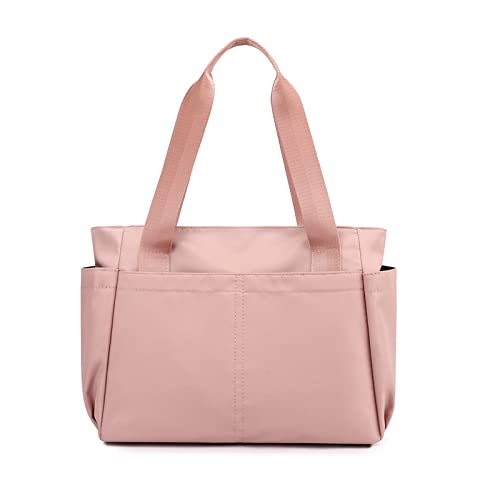 PORRASSO Schultertasche Nylon Handtasche Damen Hobotasche Tote Shopper Henkeltasche für Schule Reisen Arbeit Täglicher Gebrauch Rosa von PORRASSO