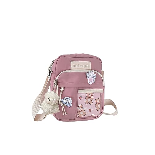 PORRASSO Süße Umhängetasche Mädchen Schultertasche mit Puppen-Anhänger Nylon Schulrachnzen Messenger-Tasche Crossbody Bag für Reisen Täglichen Gebrau Rosa B PORRASSO Süße Umhängetasche Mädchen Schultertasche mit Puppen-Anhänger Nylon Schulrachnzen Messenger-Tasche Crossbody Bag für Reisen Täglichen Gebrau Rosa B von PORRASSO