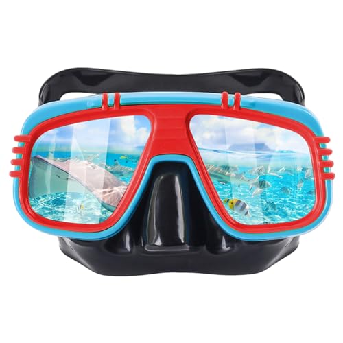 Erwachsene Tauchmaske Schnorchelbrille Schwimmbrille Herren 180°Panorama HD Anti Nebel Taucherbrille mit Nasenabdeckung für Unisex Erwachsene Schnorcheln Schwimmen (Rot Blau) von PORUPAEL