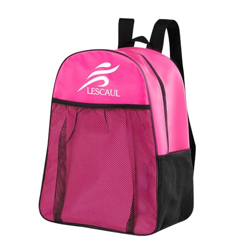 PORUPAEL Rollschuhe Rucksack Schlittschuh Rucksack Rollschuhe Tasche Mit Verstellbar Trageriemen Schlittschuhtasche Atmungsaktiv Für Rollschuhen Inline-Skates Und Eislaufschuhen Skischuhtasche (Rosa) von PORUPAEL