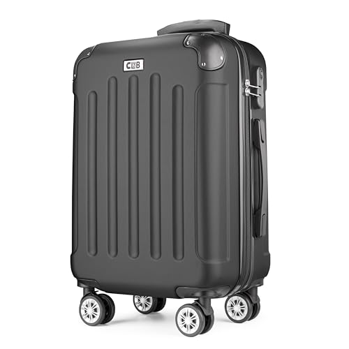 POSH Hartschalen-Koffer Trolley Rollkoffer Reisekoffer Handgepäck 4 Rollen | Hartschalen-Koffer aus ABS | Urlaubskoffer im M-L-XL-Set (Schwarz, L) von POSH