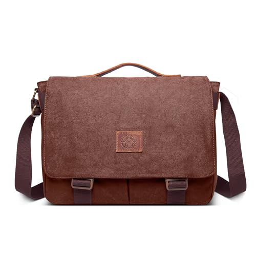 POSSOBAG Vintage Herren Schultertasche Canvas Umhängetasche 15 Zoll Laptoptasche mit Griff Grosse Kapazität Messenger Bag für Reise Schula Casual Camping Männer Leinwand Kuriertasche Braun POSSOBAG Vintage Herren Schultertasche Canvas Umhängetasche 15 Zoll Laptoptasche mit Griff Grosse Kapazität Messenger Bag für Reise Schula Casual Camping Männer Leinwand Kuriertasche Braun von POSSOBAG