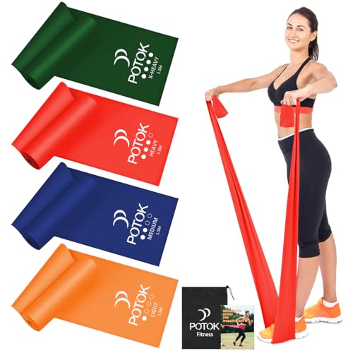 4er-Set Fitnessbänder mit 4 Widerstandsstufen, 1.5M Resistance Bands Gymnastikband mit Tragetasche Ideal für Yoga, Pilates, Krafttraining, Physiotherapie 4er-Set Fitnessbänder mit 4 Widerstandsstufen, 1.5M Resistance Bands Gymnastikband mit Tragetasche Ideal für Yoga, Pilates, Krafttraining, Physiotherapie von POTOK