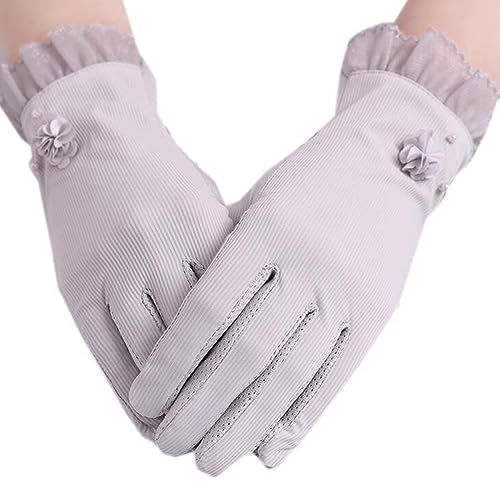 POVVFRTY Sonnenschutzhandschuhe for Damen, dünn, rutschfest, Sonnenschutz, Sonnencreme, Sommerhandschuhe for Autofahren, Radfahren, UV-Schutz/9880(Gray) von POVVFRTY