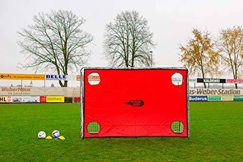Fußballtor PRO 3,7 x 2 m aus uPVC WETTERFEST, Inkl. Klicksystem und Zubehör, VERLETZUNGSSICHER (Tor + TORWAND) von POWERSHOT